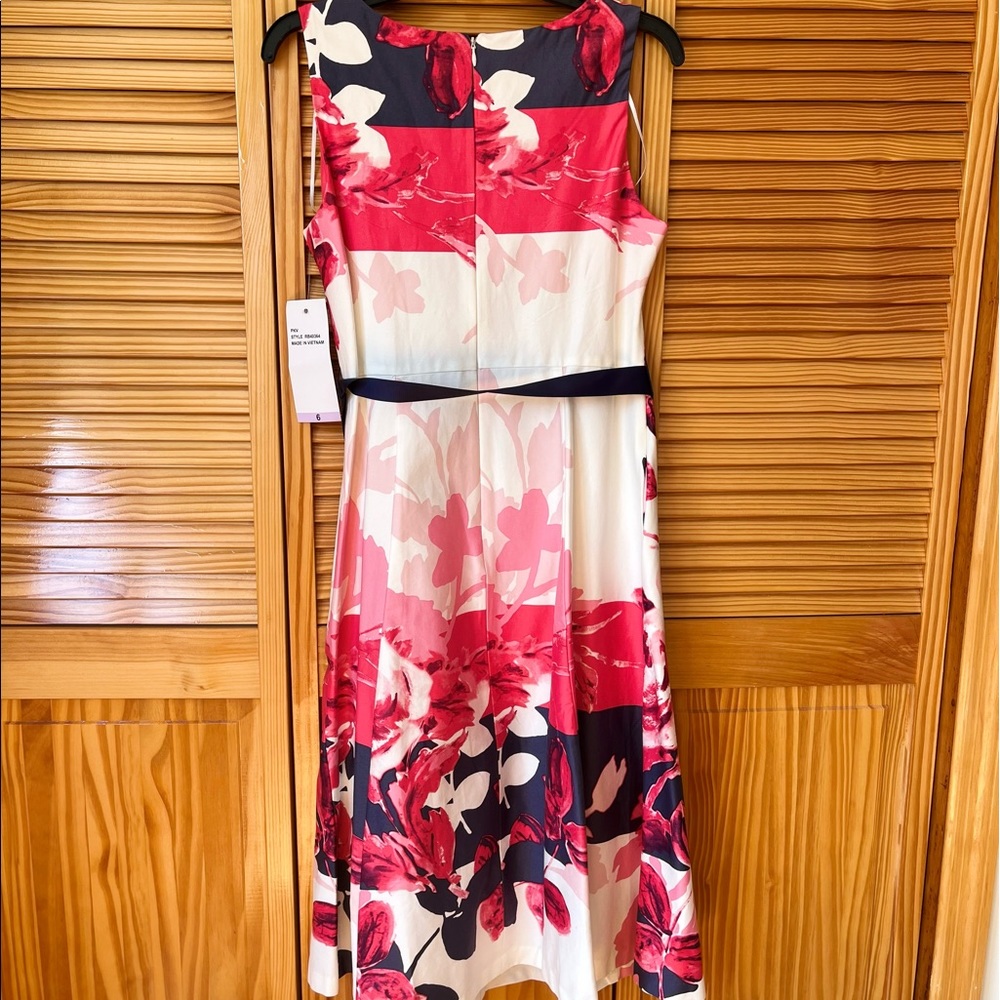 Pink Blue and White floral Bethany Dress